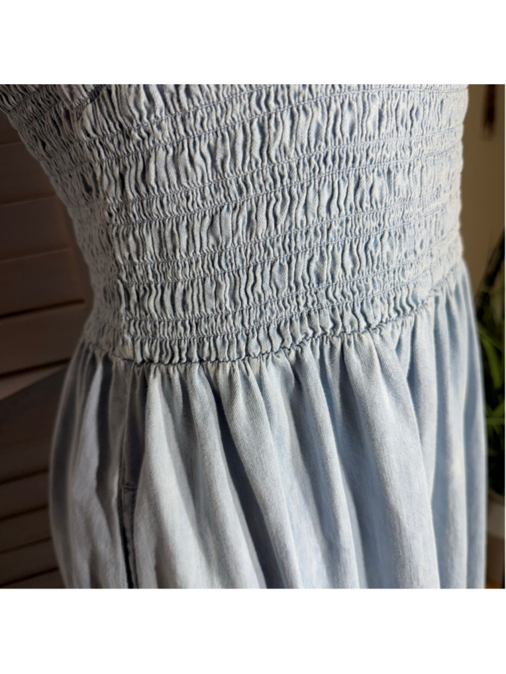 Vintage Y2K Gap babydooll denim dress tiered cotton cottage boho Western coastal - Picture 9 of 11